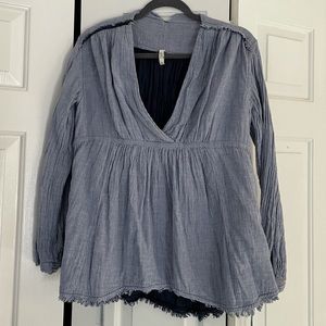 Free People Blue Peasant Shirt